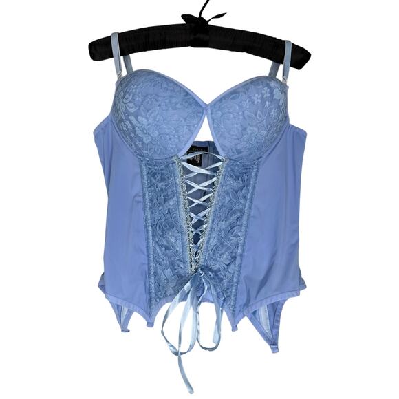 Lavish by Daisy Light Blue Lace Up Corset - Picture 1 of 7